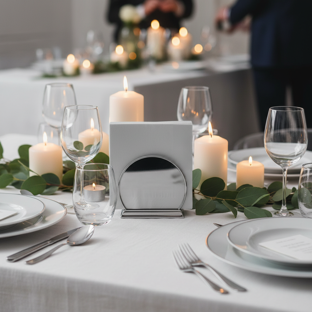 Serviette grise biodégradable - buffet festif
