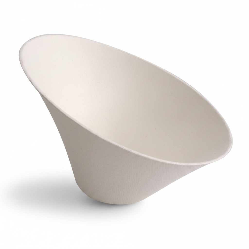 Bol conique bagasse blanc – photo studio fond blanc