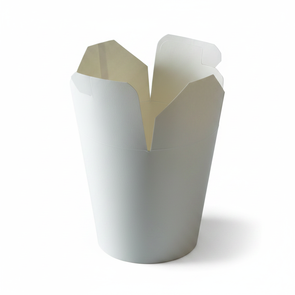 Boîte à pâtes en carton blanc 480 ml, photo studio sur fond blanc