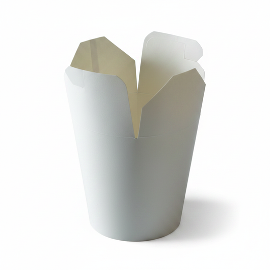 Boîte à pâtes en carton blanc 480 ml, photo studio sur fond blanc
