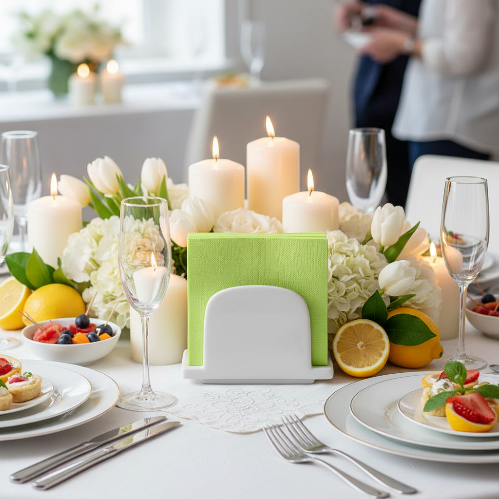 Serviette vert anis biodégradable - buffet festif