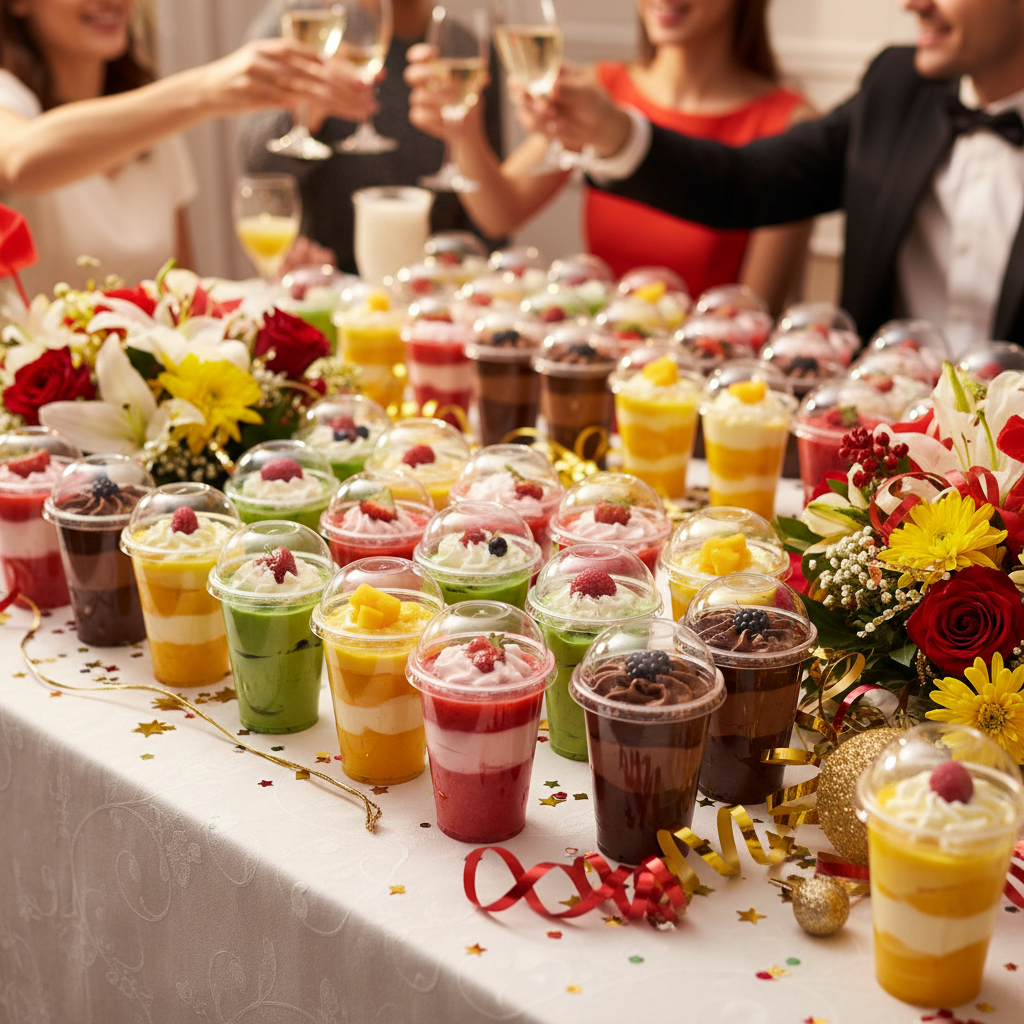 Couvercles cristal coupes dessert buffet festif