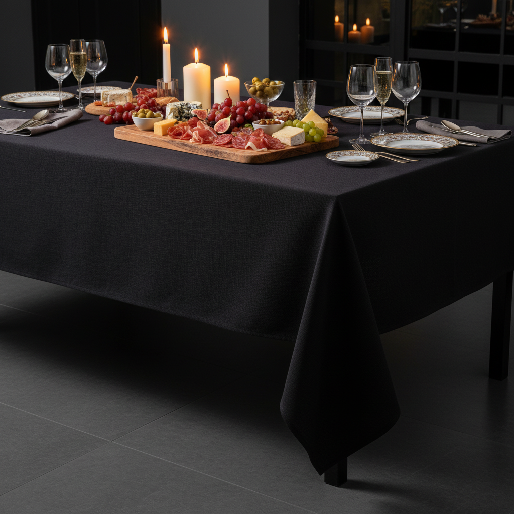 Nappe noire table apéritif ardoise élégant