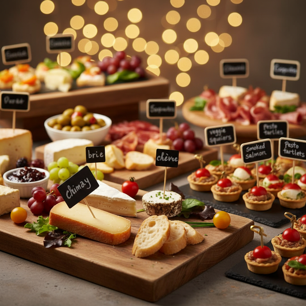 Mini ardoises bambou buffet festif élégant