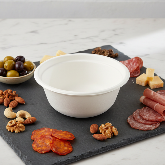 Bol fibre de canne à sucre 650 ml - mise en situation ardoise et marbre apéritif
