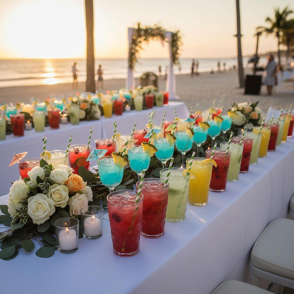 Mariage plage verres granités SAN