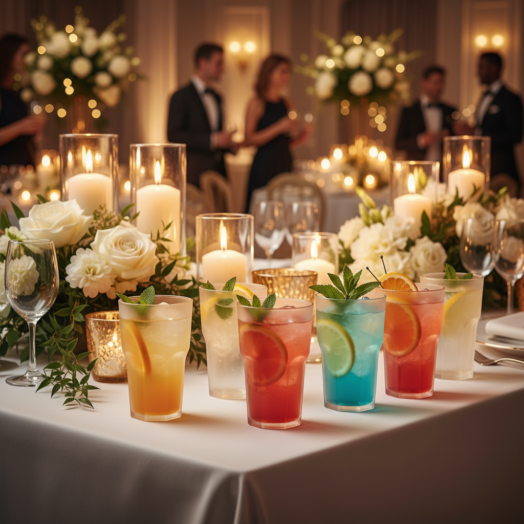 Mariage réception verres Granity givrés