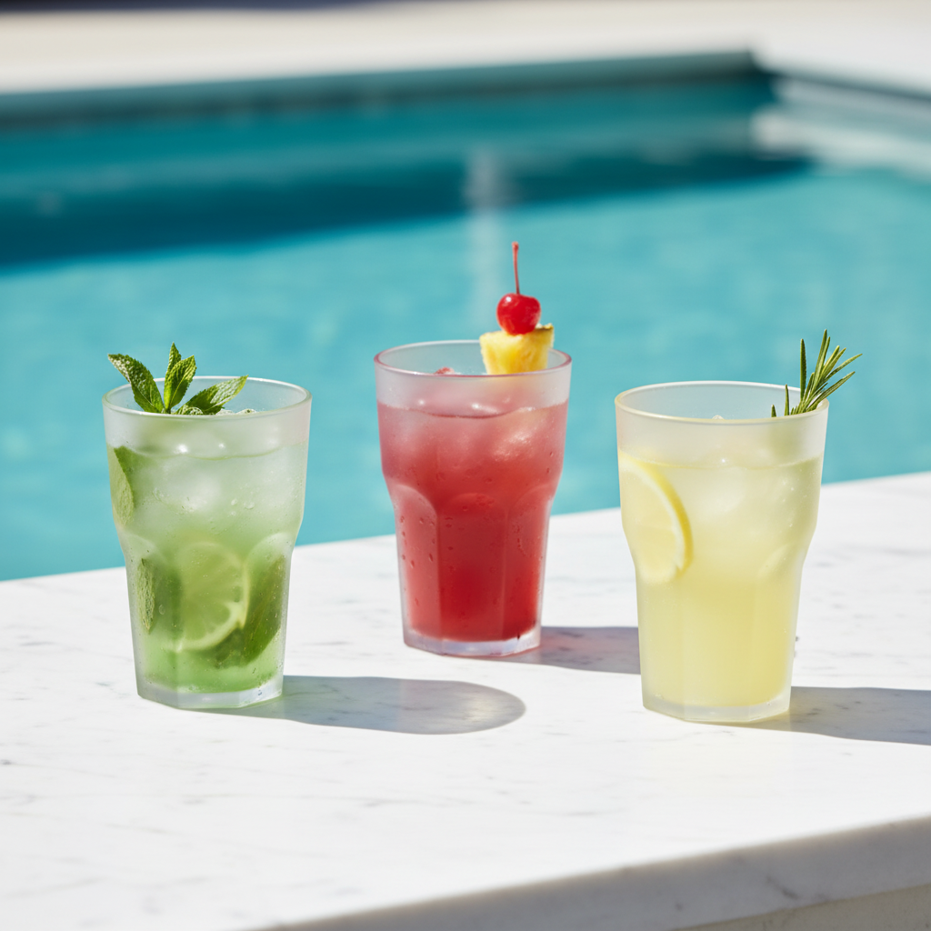 Pool party verres Granity givrés piscine