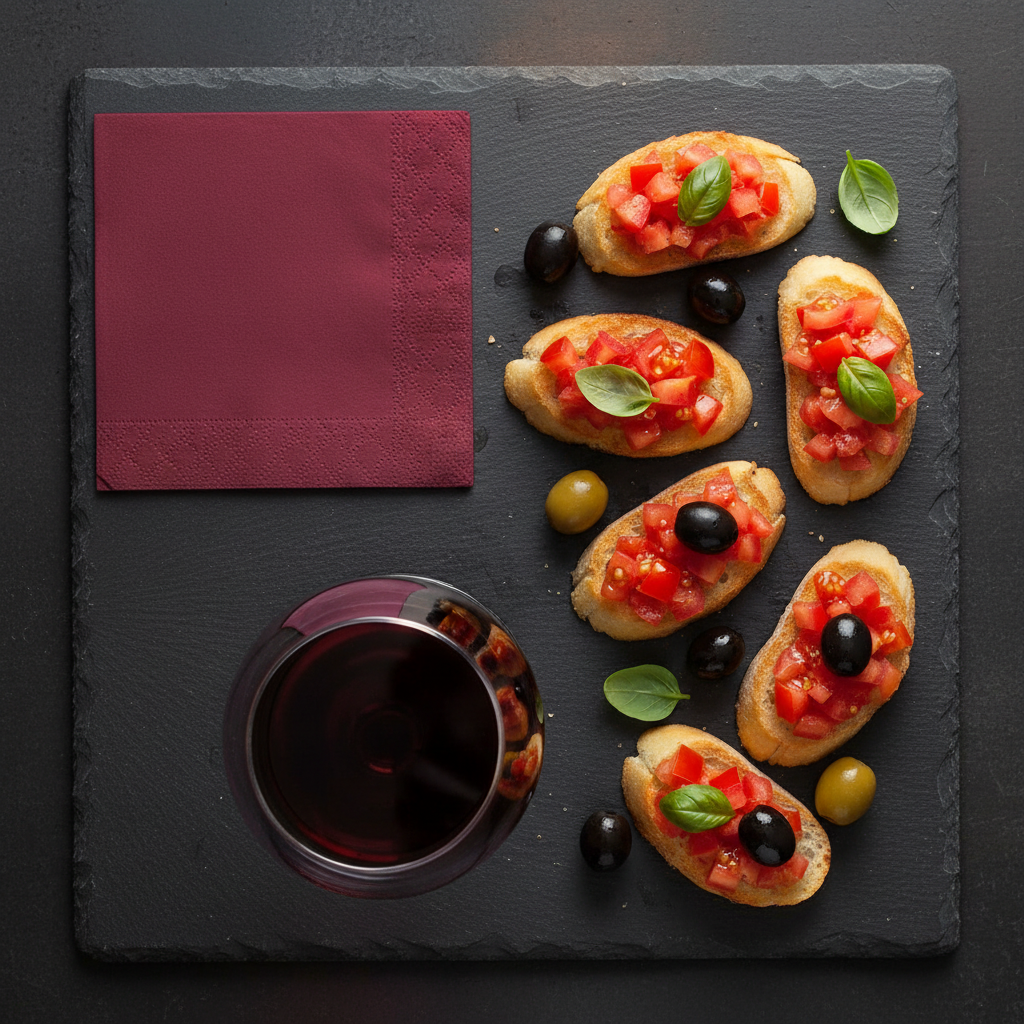 Serviette Bordeaux sur ardoise