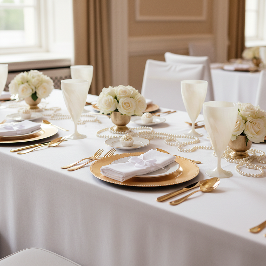 Table mariage blanc nacré
