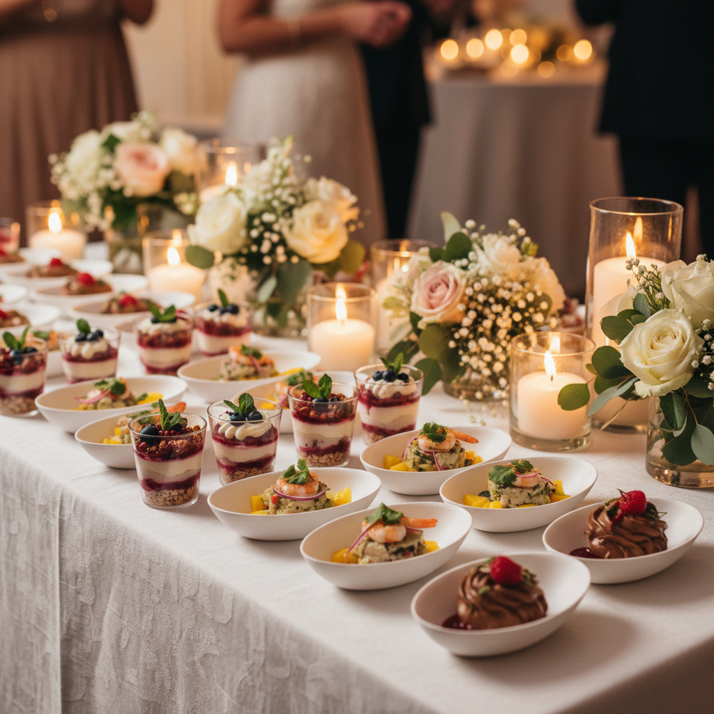 Table mariage festive verrines ovales