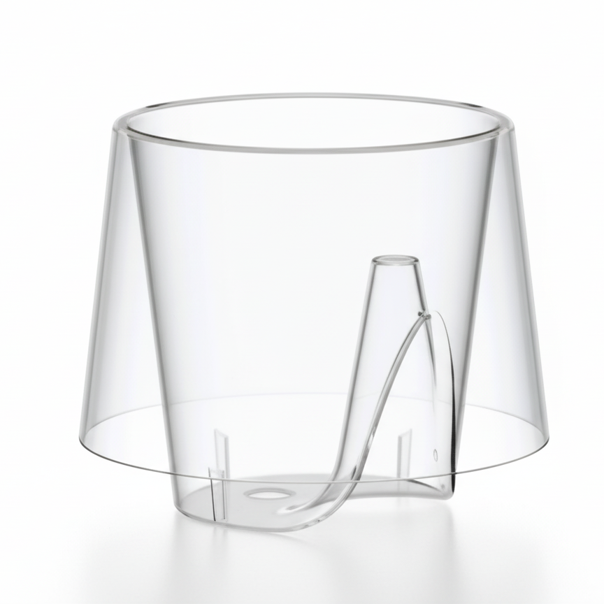 Tasse à café transparente 10cl Lux by Starck, design élégant avec double paroi, vue studio.