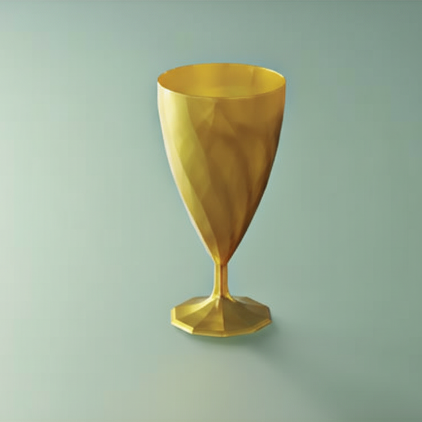 Verre à eau torsadé or élégant en plastique réutilisable, effet torsadé raffiné apportant une touche de luxe à la table pour fêtes et réceptions, fabrication française de qualité supérieure